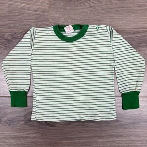 Vintage Buster Brown Toddler Shirt USA Green Stripe Cotton 70s 80s 3T Retro